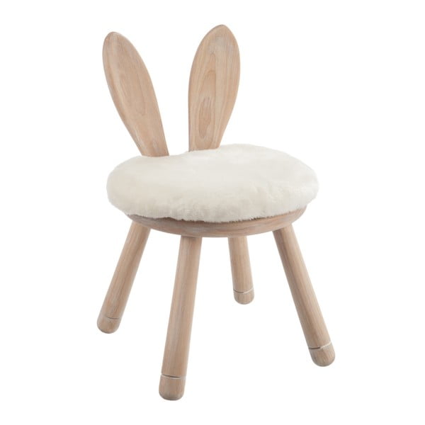 Dřevěná stolička s bílým podsedákem J-Line Rabbit