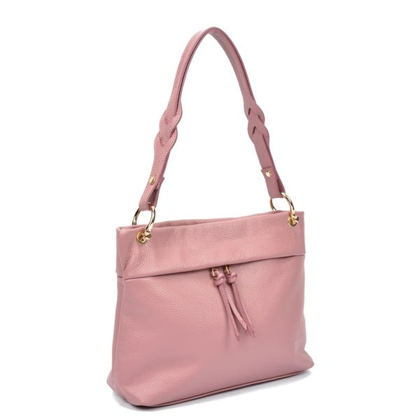 Růžová kožená kabelka Carla Ferreri Poppy
