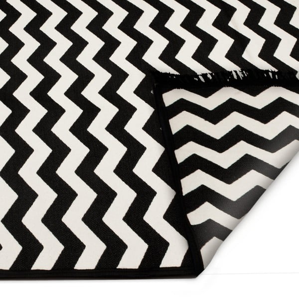 Must-valge kahepoolne vaip Zig Zag 80 x 150 cm - Cihan Bilisim Tekstil-image-4