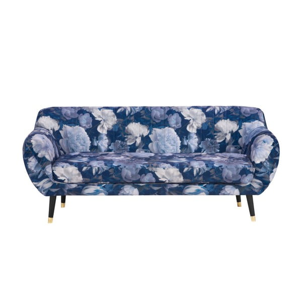 Modrá trojmístná pohovka Mazzini Sofas Benito Floral