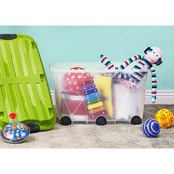 Ratastel plastist kaanega hoiukast 57 l Roller - Rotho-image-1