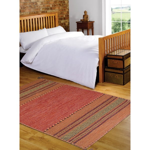 Oranž puuvillane vaip , 60 x 200 cm Antique Kilim - Webtappeti-image-1