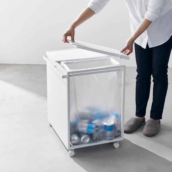 Valge metallist prügikast sorteeritud jäätmete jaoks Tower - YAMAZAKI-image-3