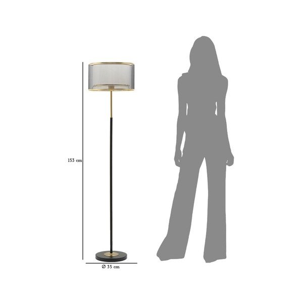 Must/kuldne põrandalamp tekstiilist varjuga (kõrgus 153 cm) Levels - Mauro Ferretti-image-4