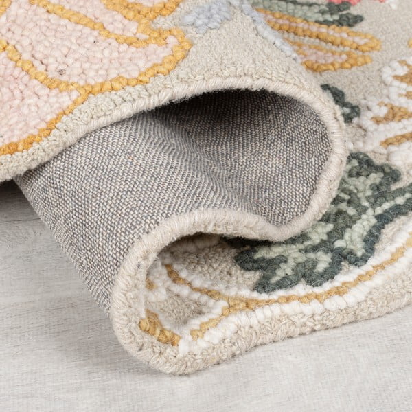 Heleroosa käsitsi kootud villane koridorivaip 60x230 cm Daphne Shaped Floral - Flair Rugs-image-3