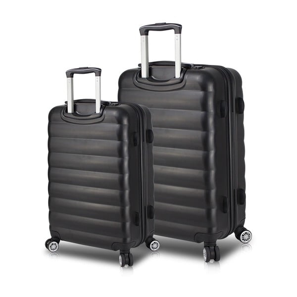 Sada 2 černých cestovních kufrů na kolečkách s USB porty My Valice RESSNO Large & Medium