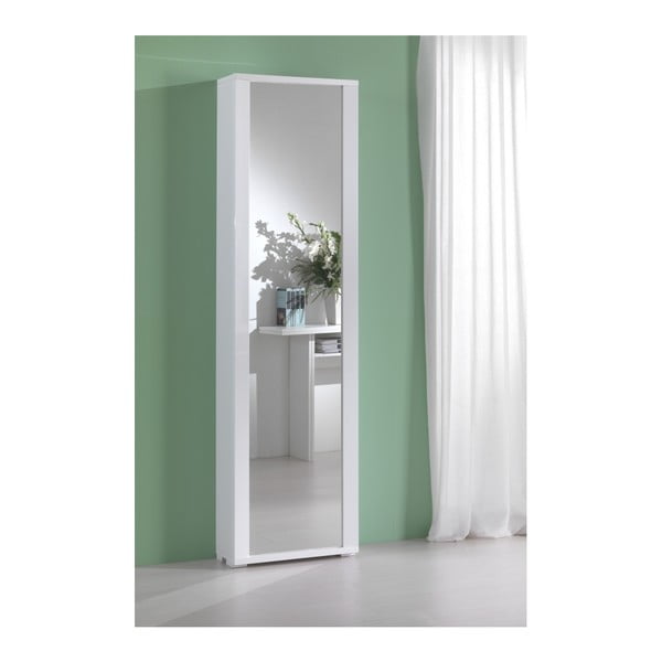 Lesklá bílá skříňka se zrcadlem Terraneo