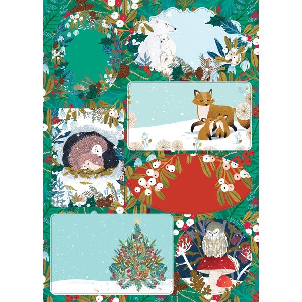 Kingi nimesiltide komplekt jõulumotiiviga Snowy Sanctuary – Roger la Borde