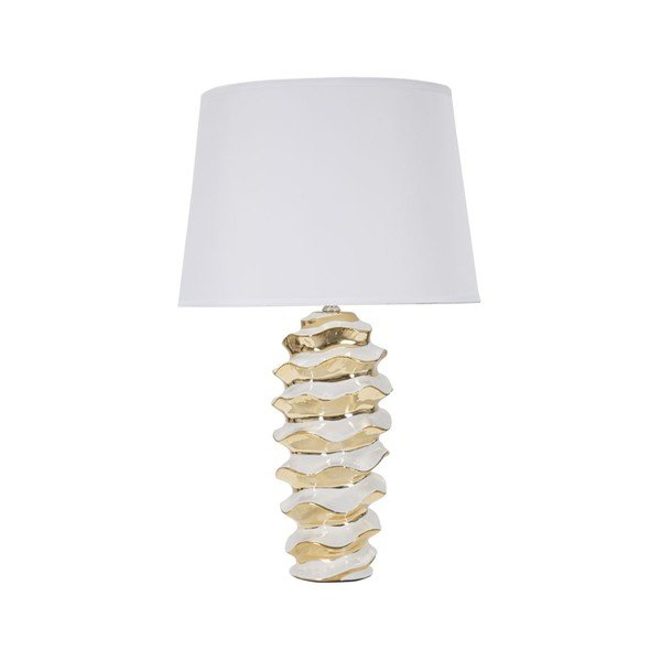 Valge/kuldne keraamiline laualamp tekstiilist varjuga (kõrgus 53 cm) Glam Space - Mauro Ferretti