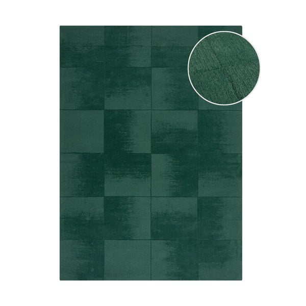 Petrooleumivärvi käsitsi kootud villane vaip 160x230 cm Demi Check Ombre - Flair Rugs