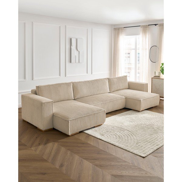 Helepruun velvetist diivanvoodi/panipaigaga nurgadiivan (U-kujuline) Chelsea - Bobochic Paris-image-1