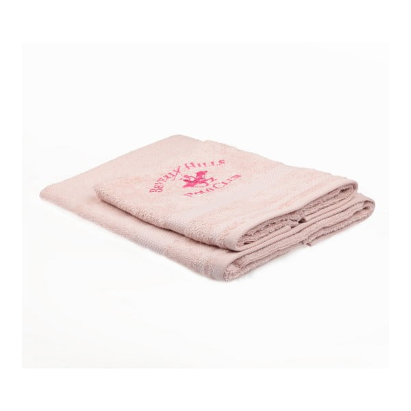 Sada 2 světle růžových ručníků Beverly Hills Polo Club Tommy Orj