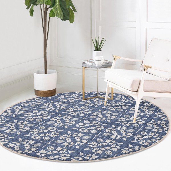 Sinine pestav ümmargune vaip, sobitub robottolmuimejaga ø 100 cm Comfort - Mila Home-image-2