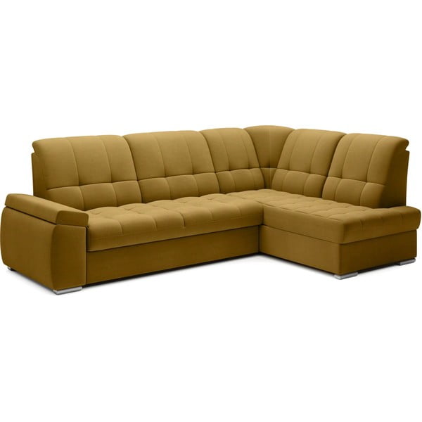 Kollane sametist lahtikäiv/sahtliga nurgadiivan (parem nurk/L-kujuline) Sado – ELTAP-image-2