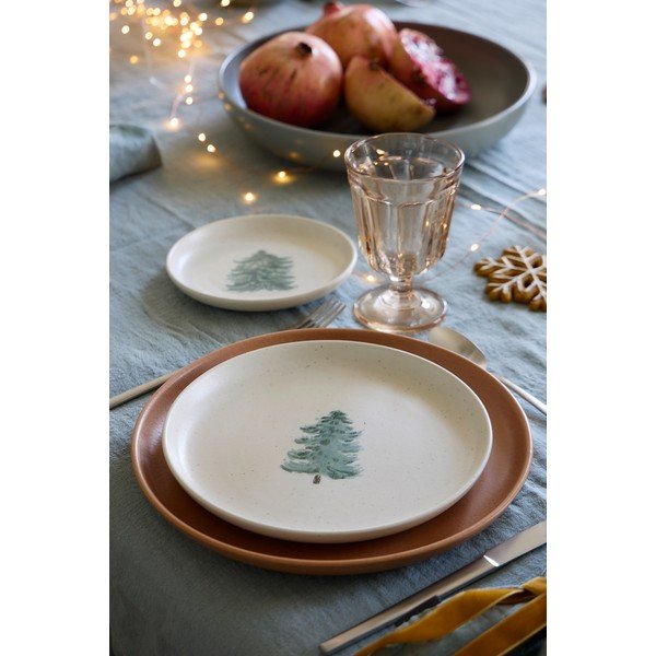 4 kreemjat magustoidutaldrikut komplektis jõulumotiiviga, kivikeraamikast, ø 22 cm Pacifica Christmas Tree - Casafina-image-3