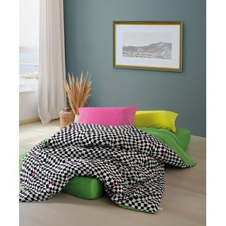 Must-valge Renforcé puuvillast 4-osaline pikendatud voodipesu komplekt 200x220 cm Dazzle - Mijolnir