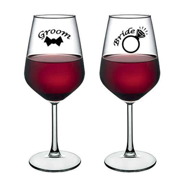Sada 2 sklenic na víno Vivas Bride & Groom Dos, 345 cm