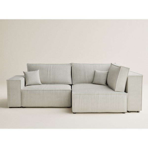 Kreemikas sametist diivanvoodi/panipaigaga nurgadiivan (parempoolne/L-kujuline) Tonga - Maison de Rêve-image-2