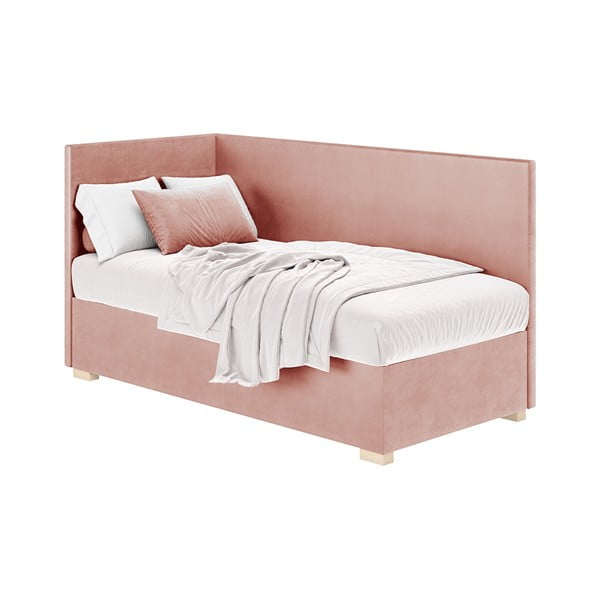 Roosa nurga lastevoodi koos madratsiga koos hoiuruumiga 90x200 cm Flexi – Ghado-image-3