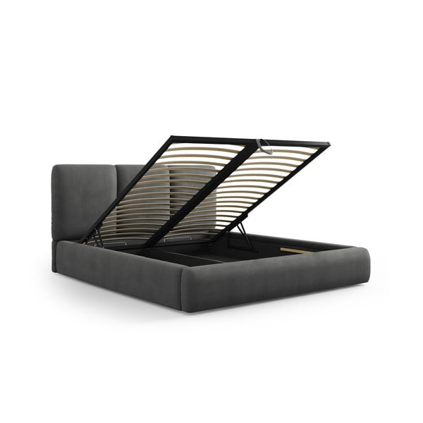 Hall polsterdatud kaheinimese voodi koos voodipõhjaga ja panipaigaga 200x200cm Brody - Mazzini Beds-image-2