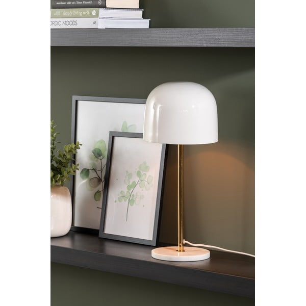 Valge lauavalgusti metallist varjuga (kõrgus 50 cm) Manta - Leitmotiv-image-1