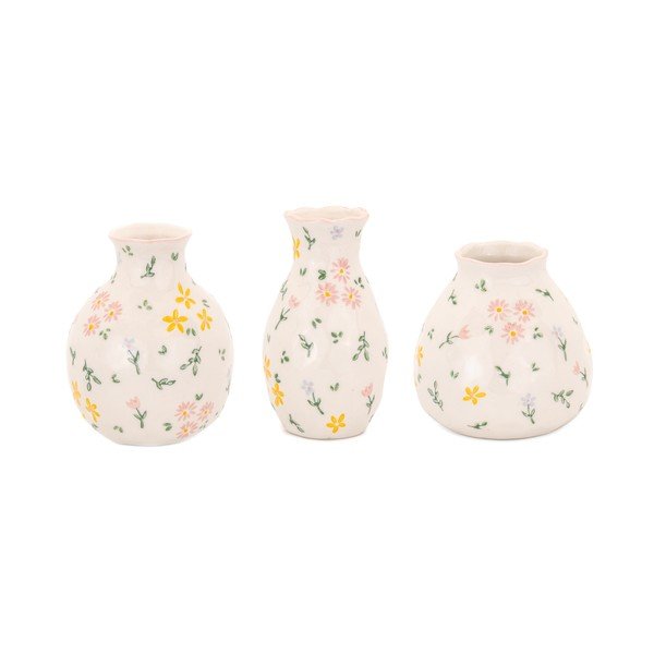 3-osaline kreemikate keraamiliste vaaside komplekt (kõrgus 10 cm) - Sass & Belle