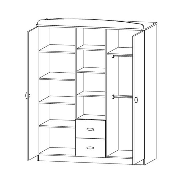 Bílá dvoudveřová šatní skříň se 2 zásuvkami Faktum Mokus-image-1