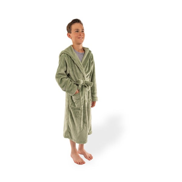 Roheline mikrofliisist beebi hommikumantel suuruses 122-128 Delux - Tiseco Home Studio-image-3