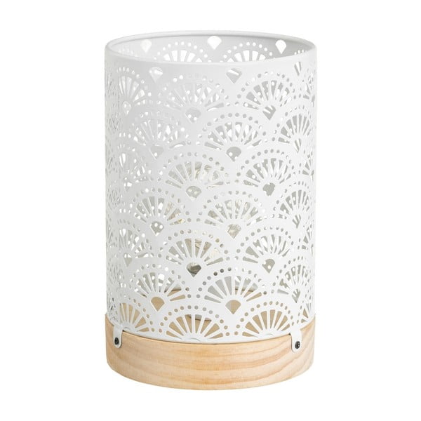 Valge metallist lambivarjuga laualamp (kõrgus 20 cm) - Casa Selección