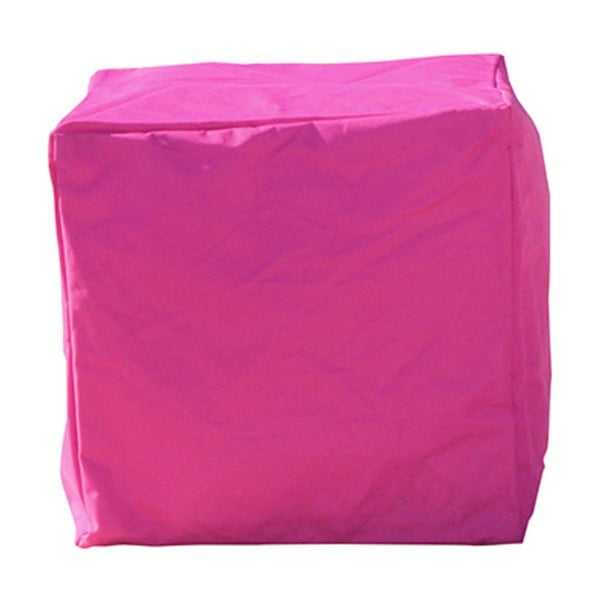 Růžový venkovní voděodolný puf Sunvibes Cube