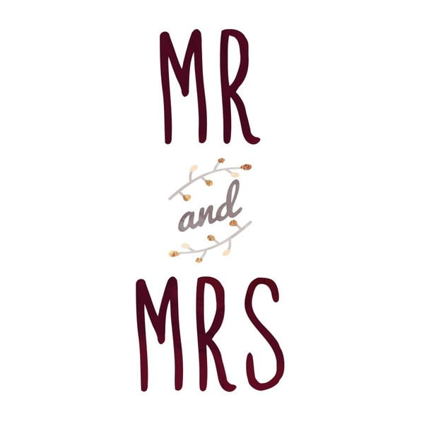 Plakát v dřevěném rámu Mr. and Mrs., 38x28 cm