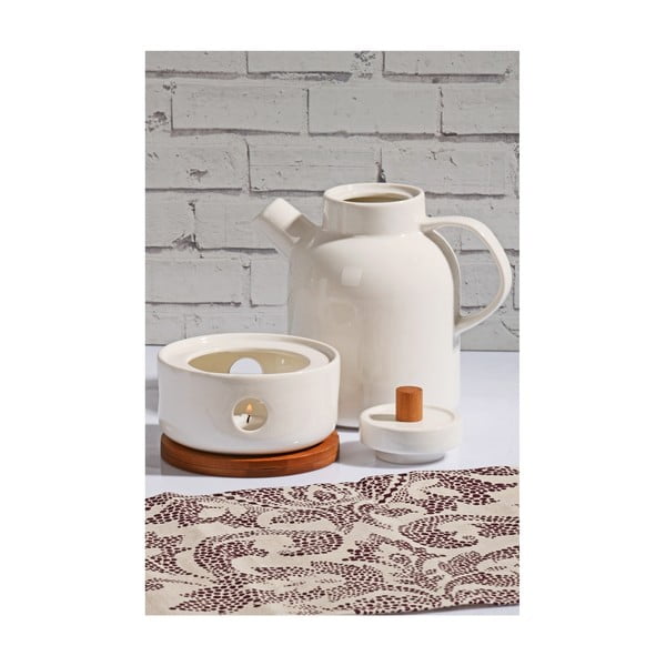 Sada porcelánové konvice na čaj a ohřívače Kutahya Earl Grey