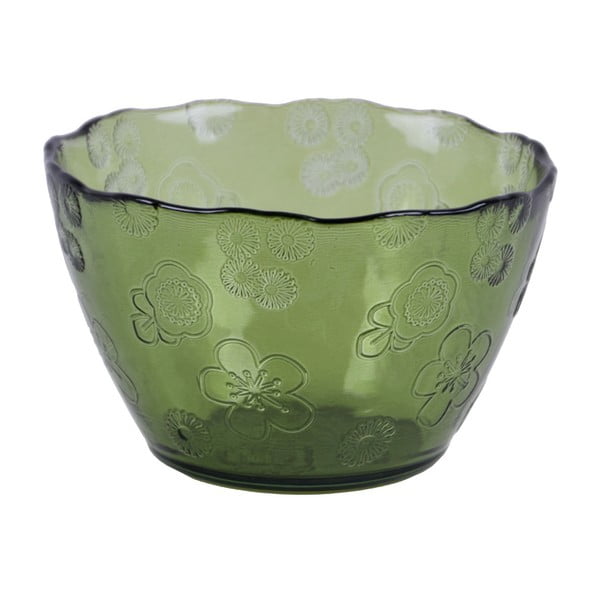 Zelená miska z recyklovaného skla Ego Dekor Flora, 14 cm