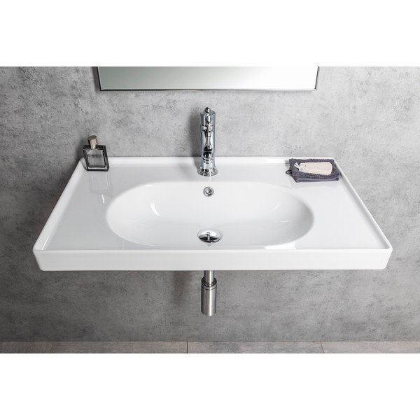 Valge keraamiline valamu 80x45 cm Brand - Sapho-image-4