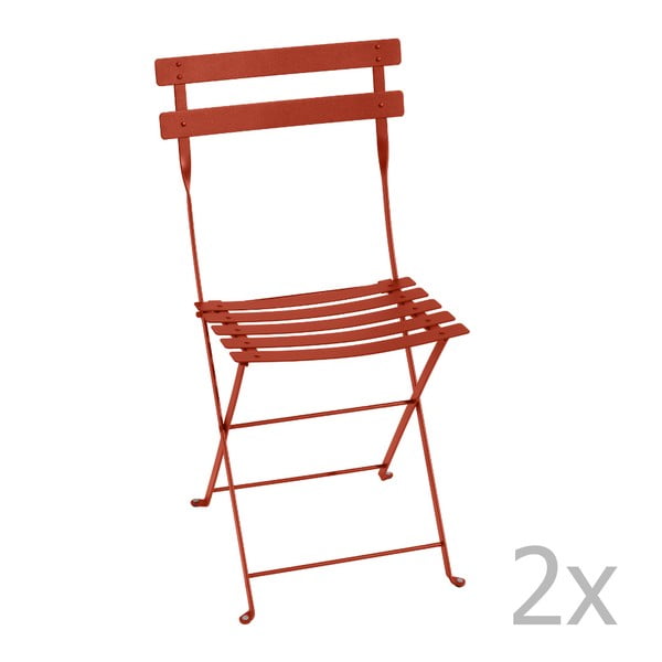 Sada 2 oranžovočervených skládacích židlí Fermob Bistro