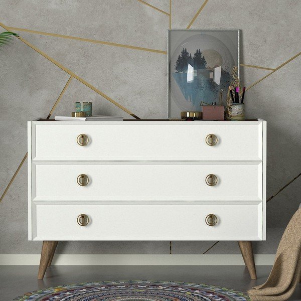 Bílá komoda Nadya, šířka 120 cm-image-1