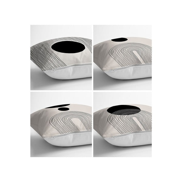 Mustad ja beežid padjapüürid 4 tk 43x43 cm komplektis - Minimalist Cushion Covers-image-1