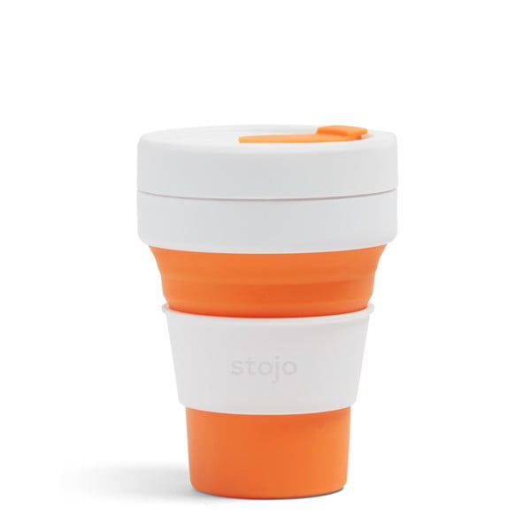 Valge ja oranž kokkuvolditav reisikruus , 355 ml Pocket Cup - Stojo