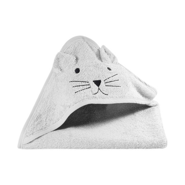 Hall puuvillane beebirätik kapuutsiga 76x76 cm - Kindsgut-image-1