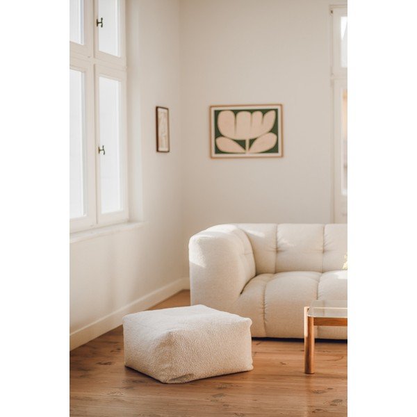 Bouclé kangast beež pouf Keno - noo.ma-image-1