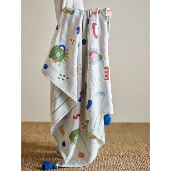 Kreem taaskasutatud puuvillast laste tekk 130x160 cm Sylvie - Bloomingville Mini-image-1