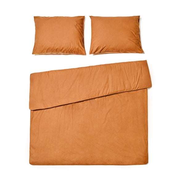 Terrakota oranž kaheinimese voodilinad kivipesu puuvillast , 200 x 200 cm - Bonami Selection