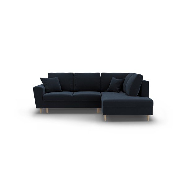 Tumesinine sametist panipaigaga nurgadiivanvoodi (parem nurk/"L"-kujuline) Kyoto - Cosmopolitan Design