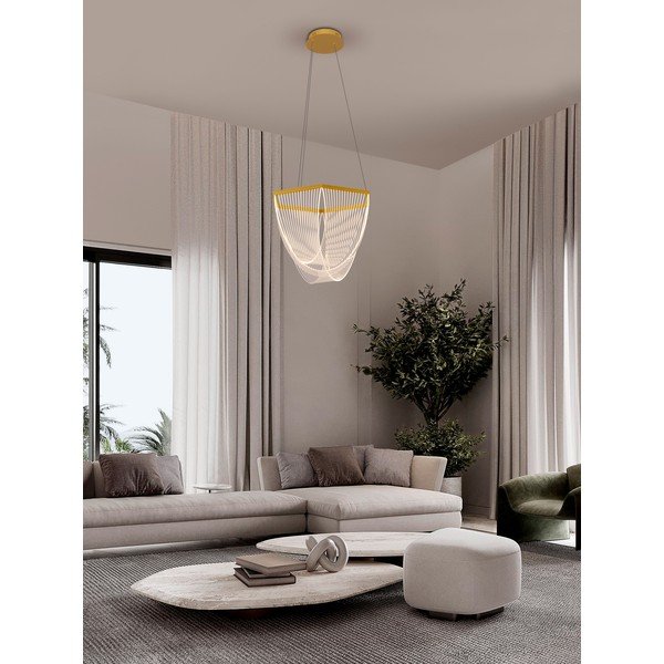 Alumiiniumist hämardatav LED-ripatslamp kuldses värvitoonis akrüülklaasist varjuga, läbimõõduga 52 cm Valentin - Nova Luce-image-1