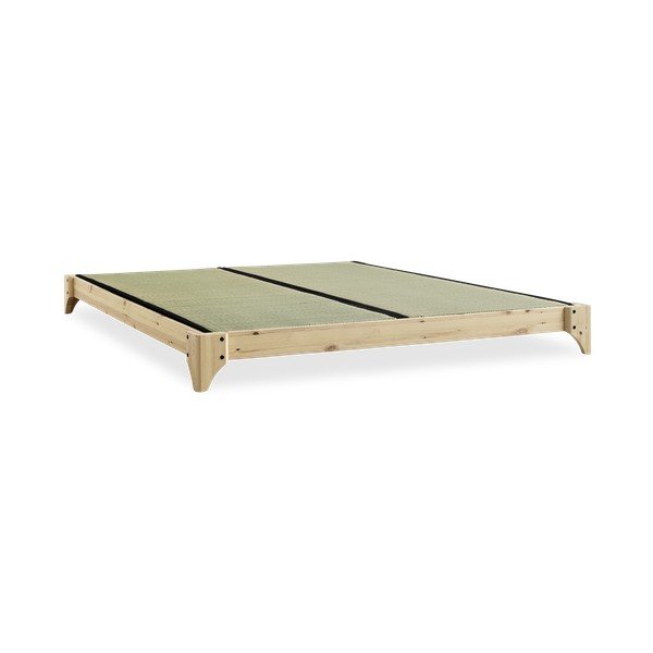 Dvoulůžková postel z borovicového dřeva s matrací a tatami Karup Design Elan Comfort Mat Natural Clear/Black, 160 x 200 cm-image-4