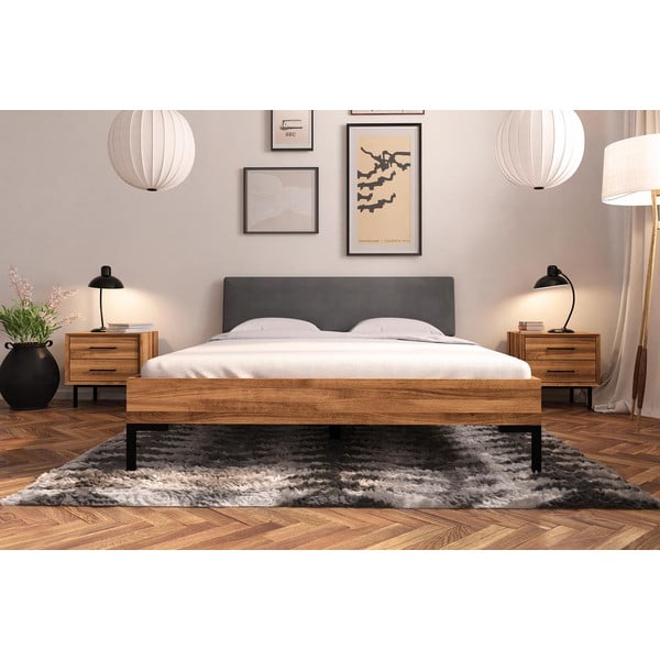 Tammepuust kaheinimesevoodi koos polsterdatud peaplaadiga 160x200 cm Abies 1 - The Beds-image-1