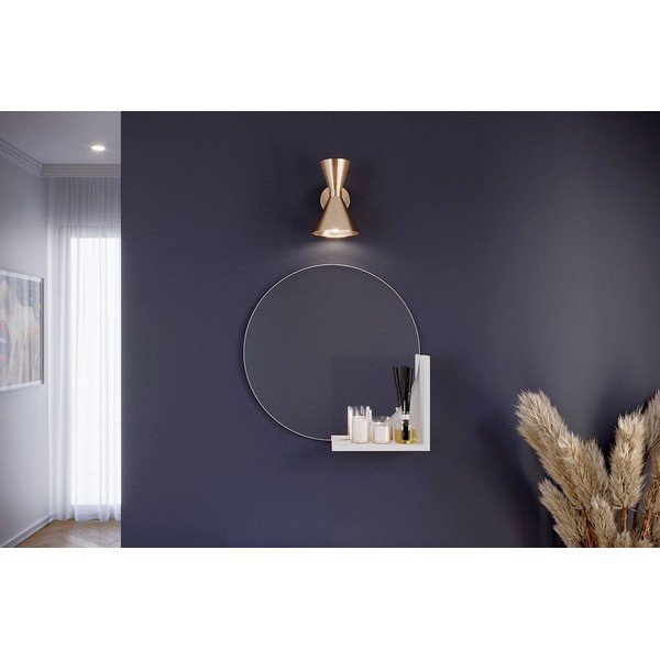 Valge riiuliga seinapeegel, ø 60 cm Lucija - Skandica-image-2