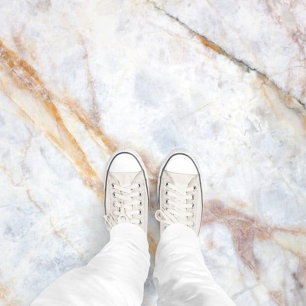 Autentne valge marmorist põrandakleebis, 40 x 40 cm - Ambiance