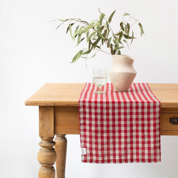 Linane linik 40x200 cm Red Gingham - Linen Tales