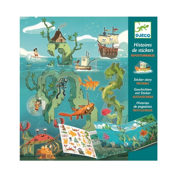 Sea Sticker Story raamatukomplekt taaspaigaldatavate kleepsudega - Djeco-image-1